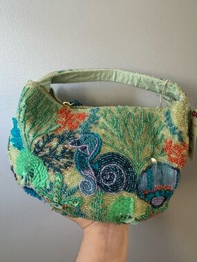 VIRAL BEADED BAG TJ MAXX Embellished Sea-Theme Beaded Shoulder Bag in Mint Green